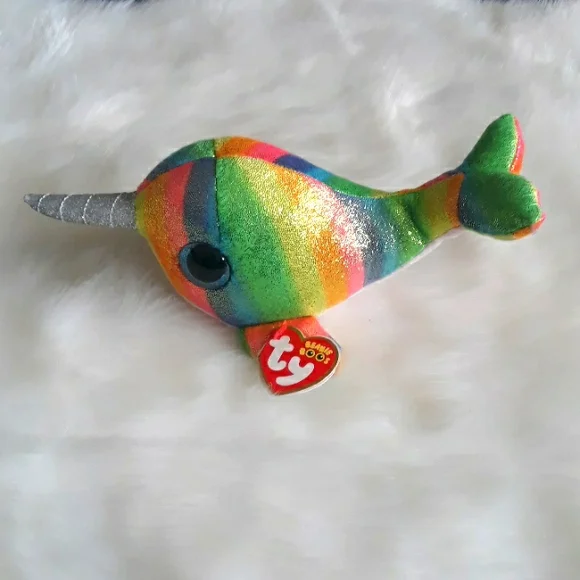 Ty Rainbow Narwhal Beanie Boo with tag